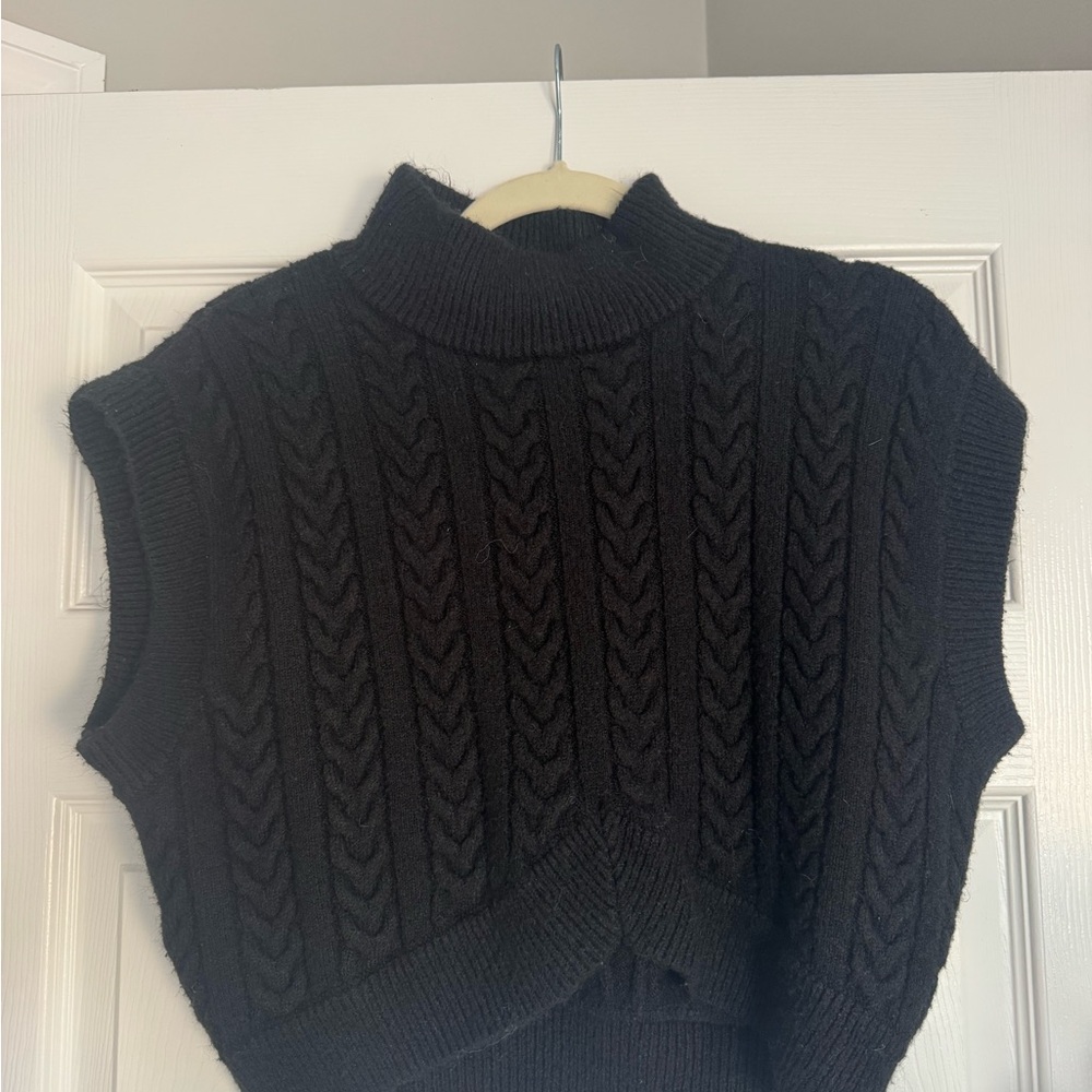 Vici Black Cable Knit Women's Sweater